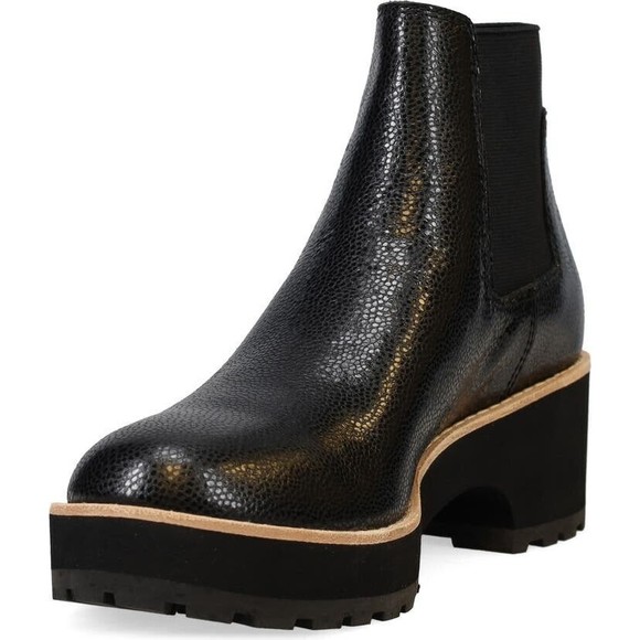 New Eileen Fisher Jessa Black Leather 9.5 M Women Chelsea Lugged Bootie Low Heel - Picture 5 of 8